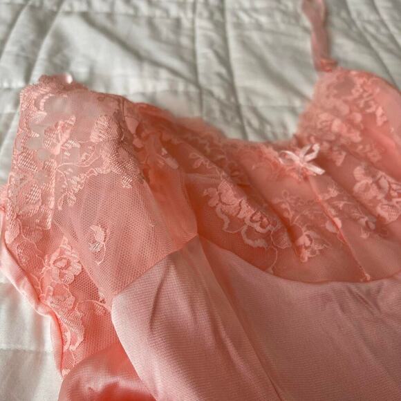 Vintage Coquette Lace Cami Peach Pink M Soft Girl Fairy Grunge - Picture 2 of 4